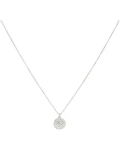 Michael Kors Sterling Silver Pavé Engravable Pendant Necklace | Necklaces
