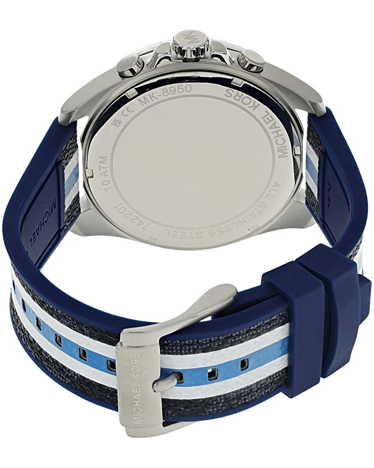 Michael Kors MK8950 - Brecken Chronograph Silicone Strap with Admiral Blue PVC Inlay Watch | Fashion Watches 3 Michael Kors MK8950 - Brecken Chronograph Silicone Strap with Admiral Blue PVC Inlay Watch | Fashion Watches - Image 3
