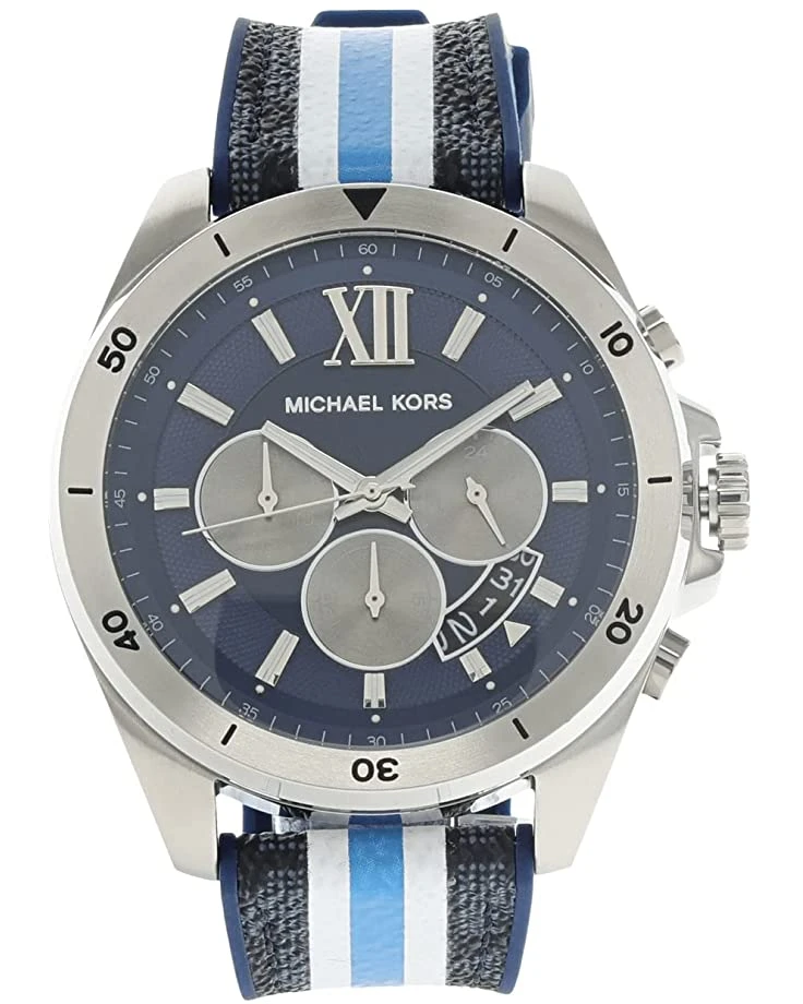 Michael Kors MK8950 - Brecken Chronograph Silicone Strap with Admiral Blue PVC Inlay Watch | Fashion Watches 1 Michael Kors MK8950 - Brecken Chronograph Silicone Strap with Admiral Blue PVC Inlay Watch | Fashion Watches