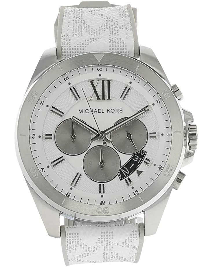 Michael Kors MK8949 - Brecken Chronograph Silicone Strap with Optic White PVC Inlay Watch | Fashion Watches 1 Michael Kors MK8949 - Brecken Chronograph Silicone Strap with Optic White PVC Inlay Watch | Fashion Watches