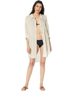 MICHAEL Michael Kors Logo Stripe Button Front Cover-Up Top | Swimwear -Michael Kors Sales 61R3 xj5fHL. AC SR736920