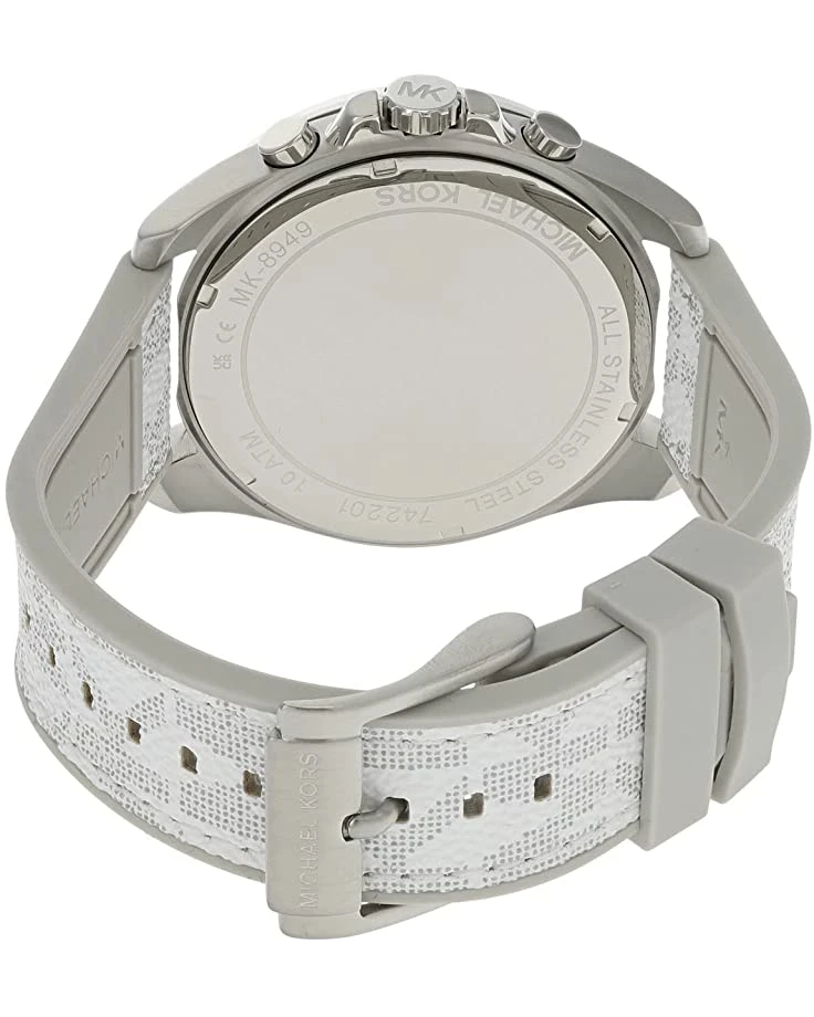Michael Kors MK8949 - Brecken Chronograph Silicone Strap with Optic White PVC Inlay Watch | Fashion Watches 3 Michael Kors MK8949 - Brecken Chronograph Silicone Strap with Optic White PVC Inlay Watch | Fashion Watches - Image 3