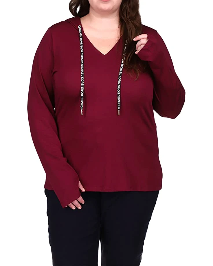 MICHAEL Michael Kors Plus Size V-Neck Fitted Sweatshirt | Shirts & Tops 1 MICHAEL Michael Kors Plus Size V-Neck Fitted Sweatshirt | Shirts & Tops