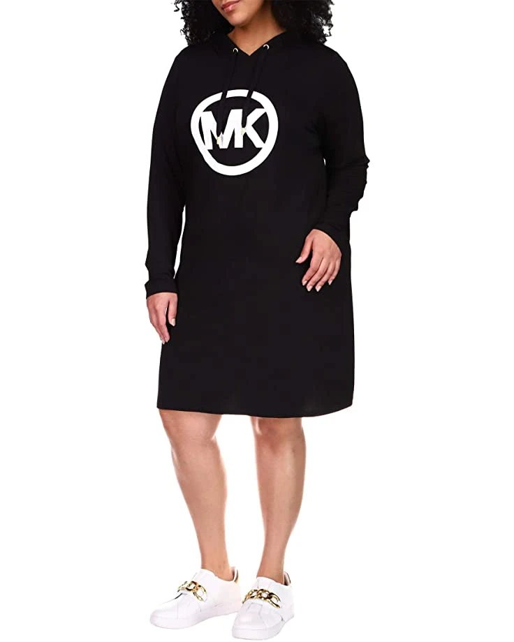 MICHAEL Michael Kors Plus Size Long Sleeve Circle MK Logo Hoodie Dress | Dresses 2 MICHAEL Michael Kors Plus Size Long Sleeve Circle MK Logo Hoodie Dress | Dresses - Image 2