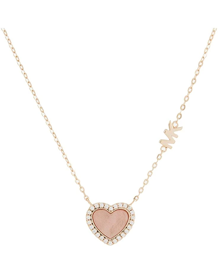 Michael Kors Kors Love Pave and Mother-of-Pearl Heart Pendant Necklace | Necklaces 1 Michael Kors Kors Love Pave and Mother-of-Pearl Heart Pendant Necklace | Necklaces