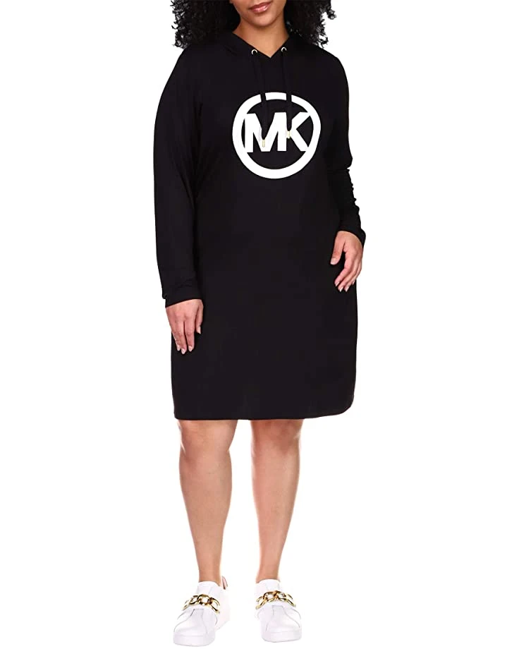 MICHAEL Michael Kors Plus Size Long Sleeve Circle MK Logo Hoodie Dress | Dresses 1 MICHAEL Michael Kors Plus Size Long Sleeve Circle MK Logo Hoodie Dress | Dresses