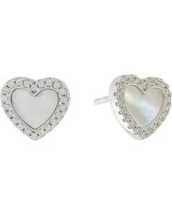 Michael Kors Kors Love Pave and Mother-of-Pearl Heart Earrings