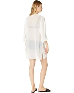 MICHAEL Michael Kors Solid Logo Chain Button Front Cover-Up Top | Swimwear -Michael Kors Sales 718Mhu2KwNL. AC SR736920