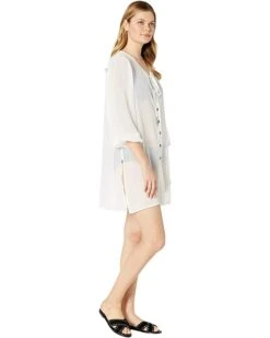 MICHAEL Michael Kors Solid Logo Chain Button Front Cover-Up Top | Swimwear -Michael Kors Sales 71MR3OUJvbL. AC SR736920