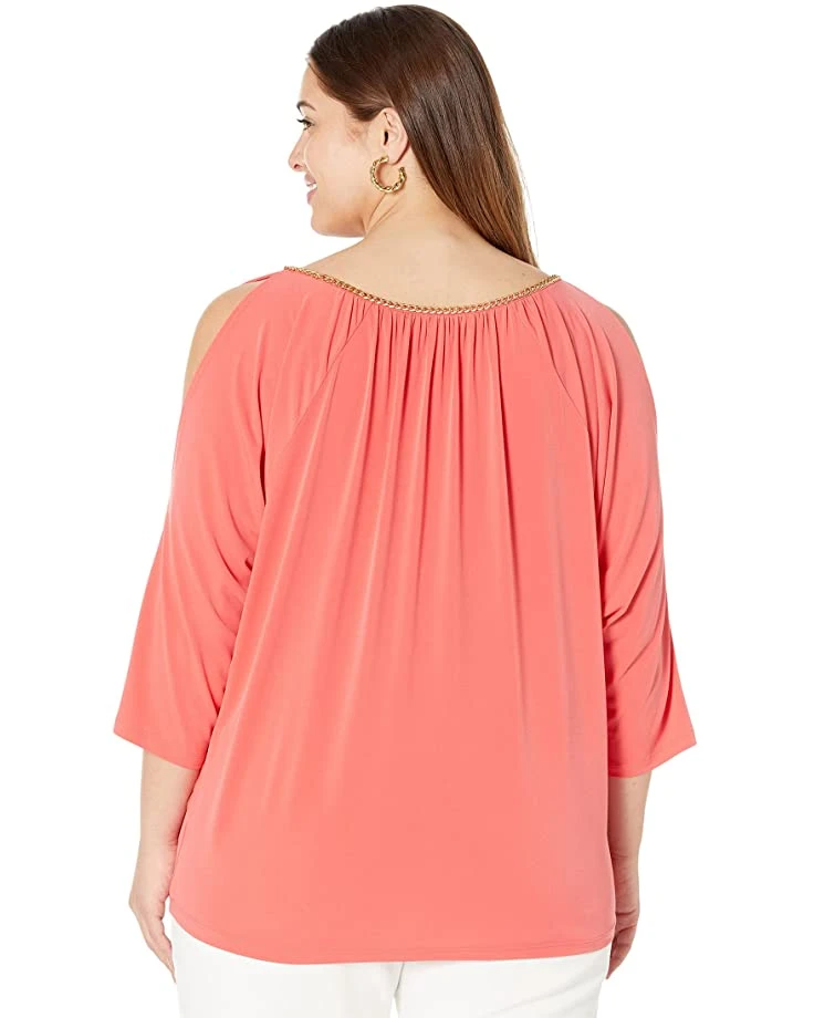 MICHAEL Michael Kors Plus Size Chain Neck Cold-Shoulder Top | Shirts & Tops 2 MICHAEL Michael Kors Plus Size Chain Neck Cold-Shoulder Top | Shirts & Tops - Image 2