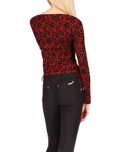 MICHAEL Michael Kors Petite Lace Square Neck Ruched Long Sleeve Top | Shirts & Tops -Michael Kors Sales 71QQkev1 L. AC SR736920