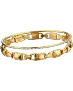 Michael Kors Precious Metal-Plated Sterling Silver Mercer Link Pavé Halo Bangle Bracelet | Bracelets