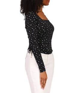 MICHAEL Michael Kors Petite Floral Square Neck Ruched Long Sleeve Top | Shirts & Tops -Michael Kors Sales 71YaddXwkL. AC SR736920