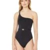 MICHAEL Michael Kors Logo Solids One Shoulder One-Piece | Swimwear