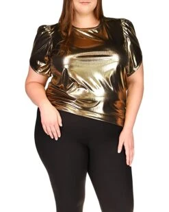MICHAEL Michael Kors Plus Size Foil Jersey Petal Sleeve Top | Shirts & Tops