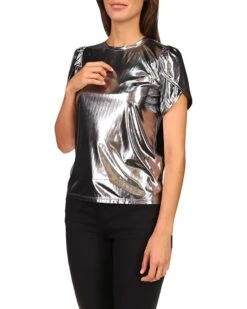 MICHAEL Michael Kors Petite Foil Jersey Petal Sleeve Top | Shirts & Tops