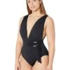 MICHAEL Michael Kors Essentials Surplice Plunge One-Piece | Swimwear