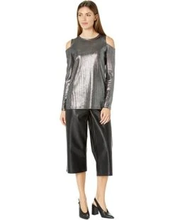 MICHAEL Michael Kors Foil Rib Long Sleeve Cold-Shoulder Top | Shirts & Tops -Michael Kors Sales 71yHL93XwhL. AC SR736920