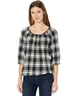 MICHAEL Michael Kors Buffalo Check Peasant Top | Shirts & Tops