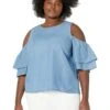 MICHAEL Michael Kors Plus Size Tencel Cold-Shoulder Ruffle Top | Shirts & Tops