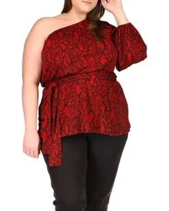 MICHAEL Michael Kors Plus Size Python One Shoulder Tunic | Shirts & Tops