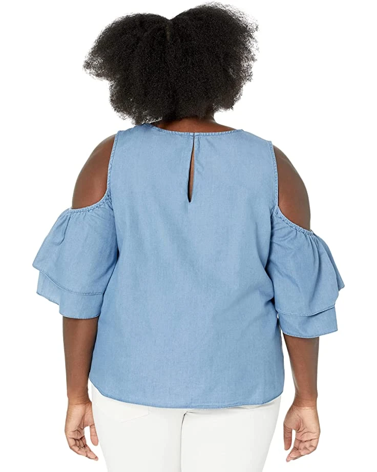 MICHAEL Michael Kors Plus Size Tencel Cold-Shoulder Ruffle Top | Shirts & Tops 2 MICHAEL Michael Kors Plus Size Tencel Cold-Shoulder Ruffle Top | Shirts & Tops - Image 2
