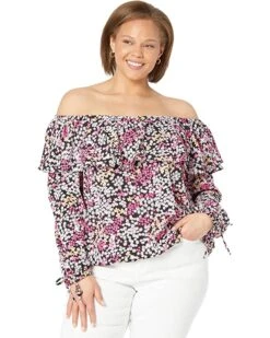 MICHAEL Michael Kors Plus Size Floral Ruffle Peasant Top | Shirts & Tops