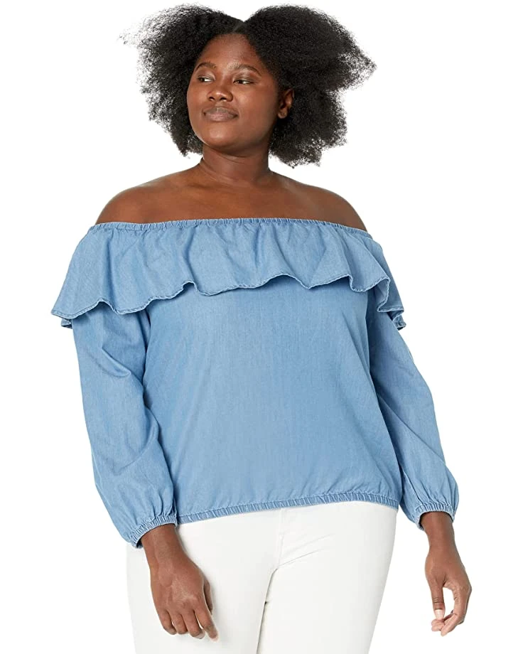 MICHAEL Michael Kors Plus Size Tencel Ruffle Top | Shirts & Tops 1 MICHAEL Michael Kors Plus Size Tencel Ruffle Top | Shirts & Tops