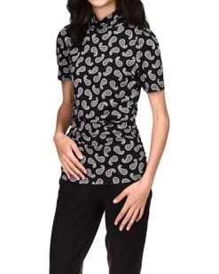 MICHAEL Michael Kors Paisley Short Sleeve Turtleneck Top | Shirts & Tops