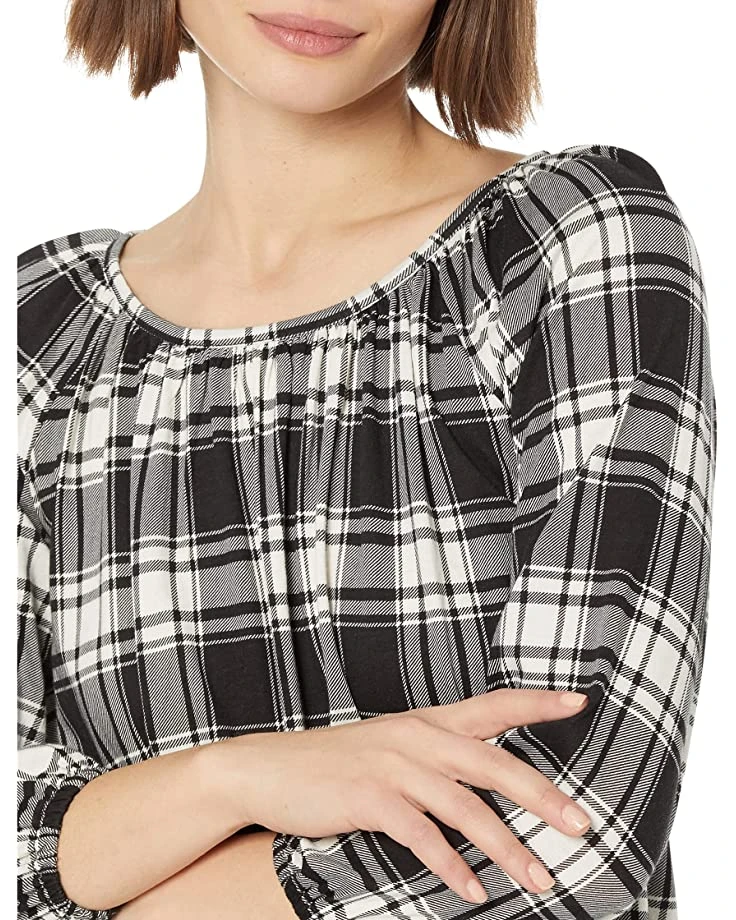 MICHAEL Michael Kors Petite Buffalo Check Peasant Top | Shirts & Tops 3 MICHAEL Michael Kors Petite Buffalo Check Peasant Top | Shirts & Tops - Image 3